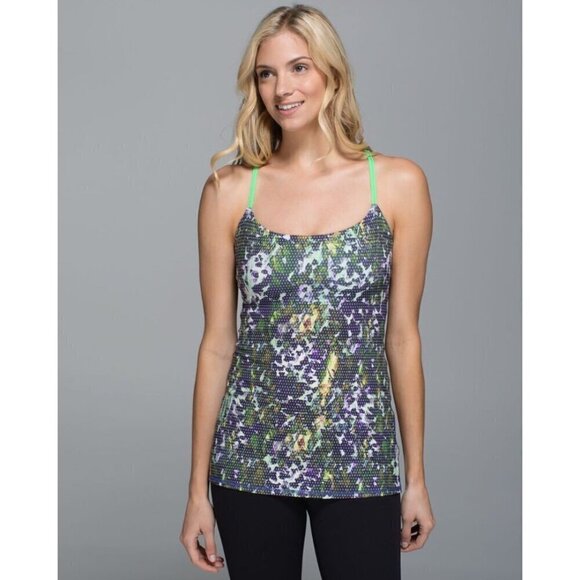 Lululemon Dancing Warrior Floral Sport White Multi & Pistachio Athletic Tank 6 - Picture 2 of 6